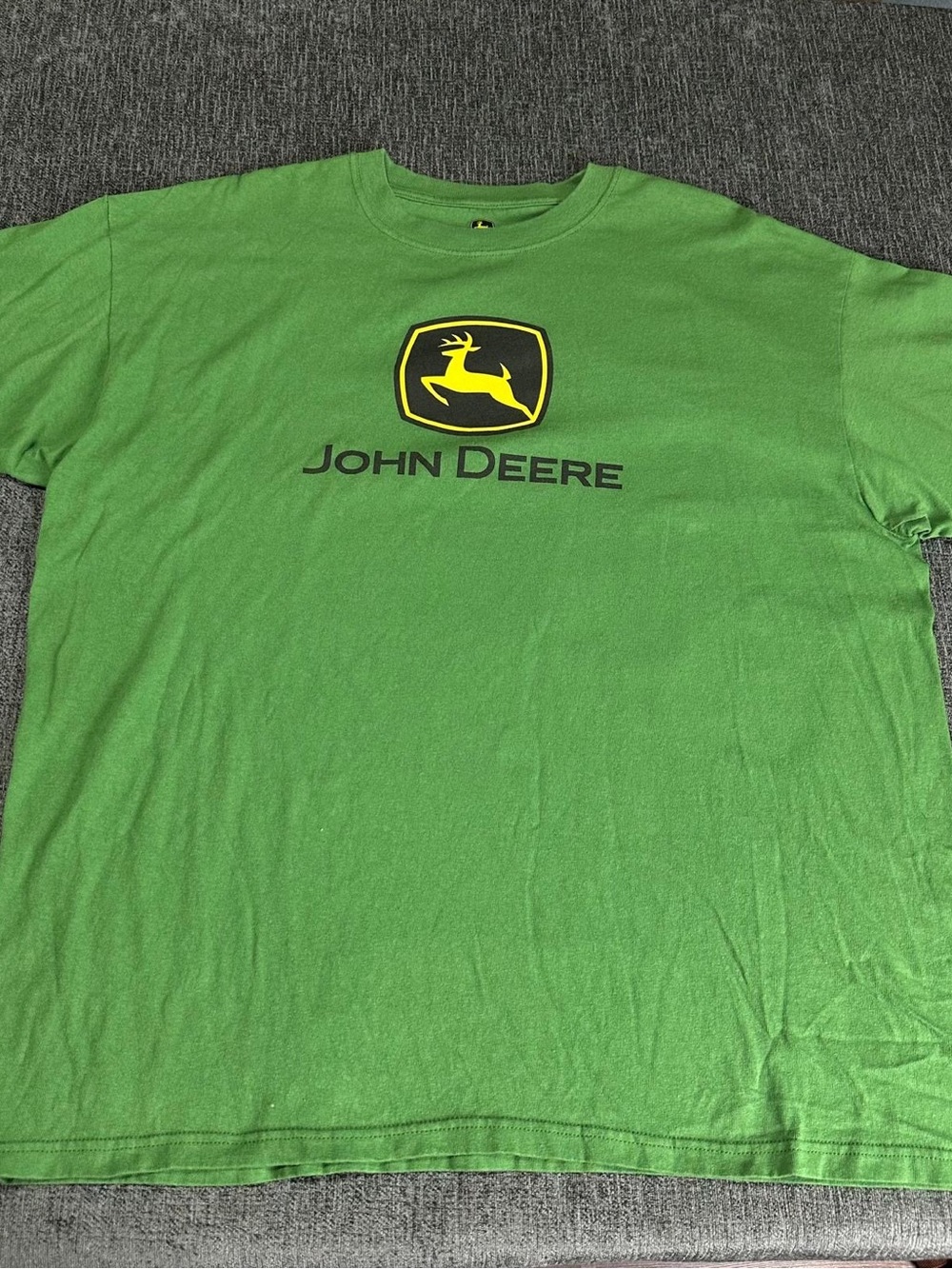 John Deere Green Logo Graphic Short Sleeve T-Shirt XXL 100% Cotton outdoor retro